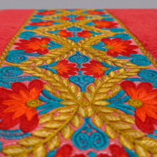 Prosop baie brodat, Bordura Florala, bumbac 100%, Color , 70x140cm - 600gr/mp - Img 5