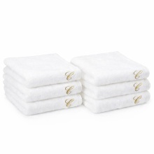 Set 12 prosoape cu inițială brodată GRATUITĂ - 680 g/m² GROASE– Alb Optic- (6buc×50×90 cm + 6buc×70×140 cm) - Img 2