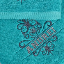 Set 2 Prosoape baie Brodate Alb cu broderie color, Nume, bumbac 100% - Img 7