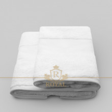 Set 2 Prosoape baie pentru brodat, Bumbac 100%, alb, 50x90 cm + 70x140cm - 700g/mp