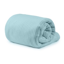 Cuvertură Pled tip Spic Aqua – 240 × 240 cm, 100% bumbac, 300 g/mp - Img 3