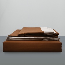Lenjerie din matase sintetica ,pat dublu,6 piese, Caramiziu+Crem - M04 - Img 2