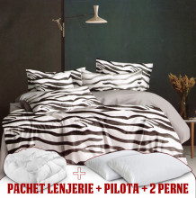 Pachet 1 Lenjerie de pat G29 microfibra imprimata + 1 pilota 220x200 + 2 perne 50x70