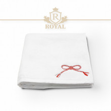 Prosop baie Brodat Model Martisor, Bumbac 100%, Alb, 50x90cm - 400gr/mp