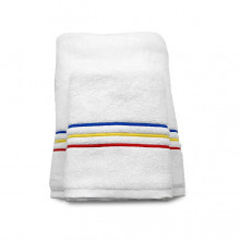 Set 2 Prosoape baie Brodate Alb cu broderie color, Model Tricolor, bumbac 100% - Img 2