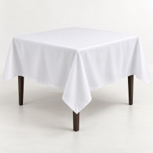 Față de masă din satén alb 150 × 150 cm, 160 g/m², 80% bumbac