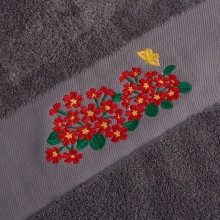 Set 2 Prosoape baie Brodate Alb/Gri cu broderie color, Model Floral2, bumbac 100% - Img 4