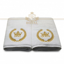 Prosoape baie Brodate Model King and Queen , 2 x 70x140cm - 680gr/mp, bumbac 100%