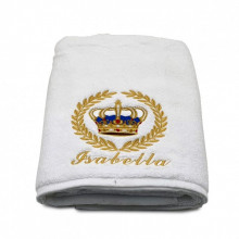 Prosop baie Brodat Alb cu broderie color, Nume, bumbac 100% - Img 2
