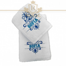 Set 2 Prosoape baie Brodate Alb cu broderie color, Nume, bumbac 100% - Img 4