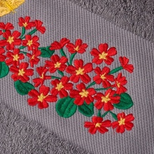Set 2 Prosoape baie Brodate Alb/Gri cu broderie color, Model Floral2, bumbac 100% - Img 6