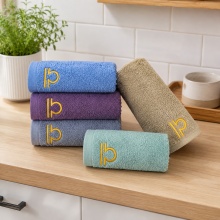 Set 5 prosoape de mâini și bucătărie cu broderie Balanță, 30 × 50 cm, 400 g/m²