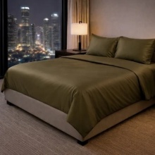 Lenjerie de Pat Satin – Hotel Supplier – 100% Bumbac Premium Satinat – 300 TC Olive