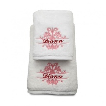 Set 2 Prosoape baie Brodate Alb cu broderie color, Nume, bumbac 100% - Img 3