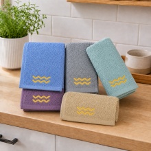Set 5 prosoape de mâini și bucătărie cu broderie Varsator 30 × 50 cm, 400 g/m²