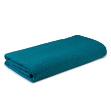 Cuvertură Pled tip Spic Turcoaz– 240 × 240 cm, 100% bumbac, 300 g/mp