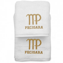 Set 2 Prosoape baie Brodate Alb cu broderie Fecioara, bumbac 100%