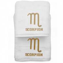 Set 2 Prosoape baie cu broderie Scorpion, bumbac 100%