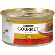Hrana umeda pentru pisici, Gourmet Gold Savoury Cake cu vită și roșii, 24 x 85g