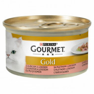 Hrana umeda pentru pisici, Gourmet Gold cu pui și somon în sos, 24 x 85g