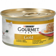 Hrana umeda pentru pisici, Gourmet Gold, Pui şi Morcovi, 24 X 85g