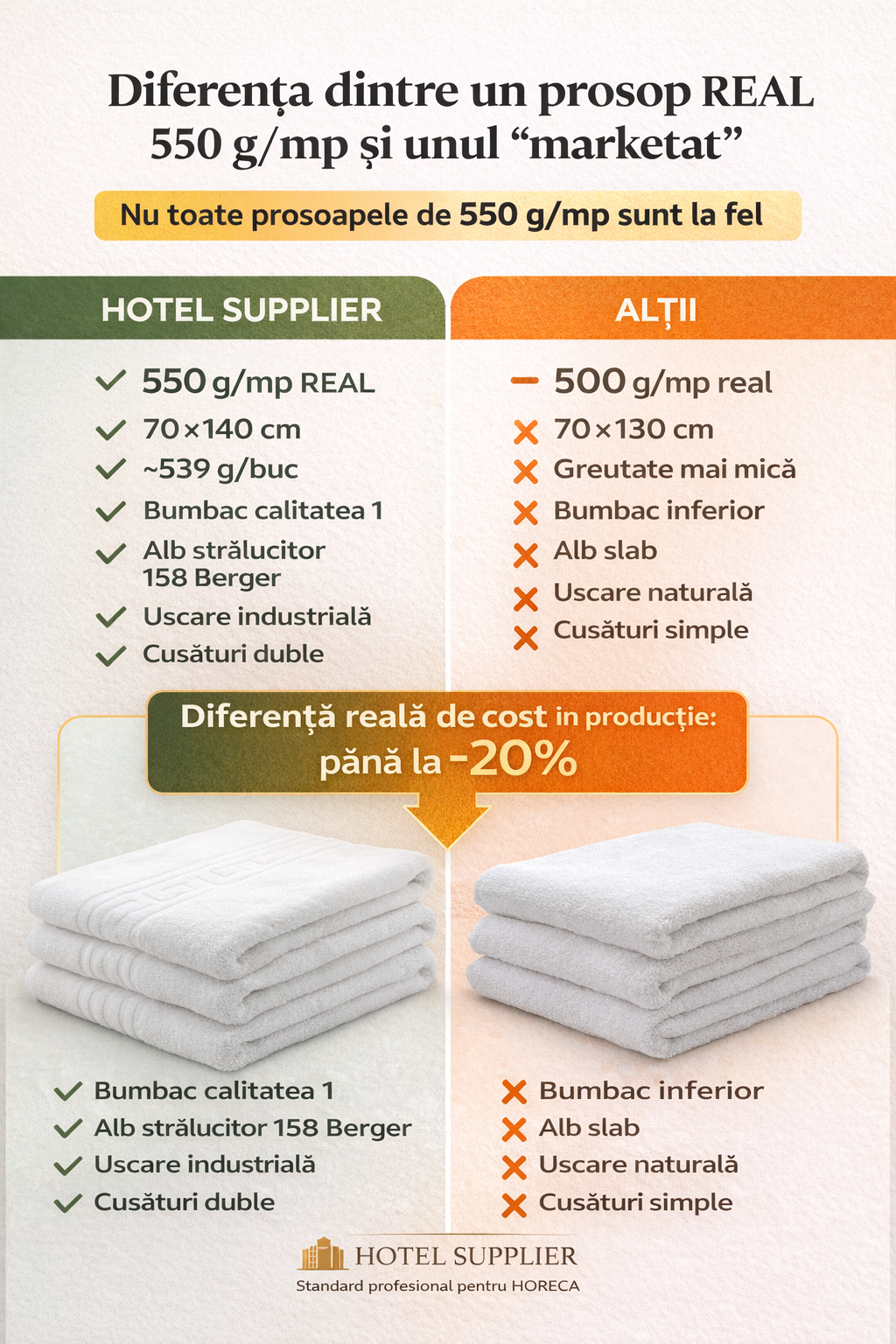 Nu toate prosoapele de 550 g/mp sunt la fel
