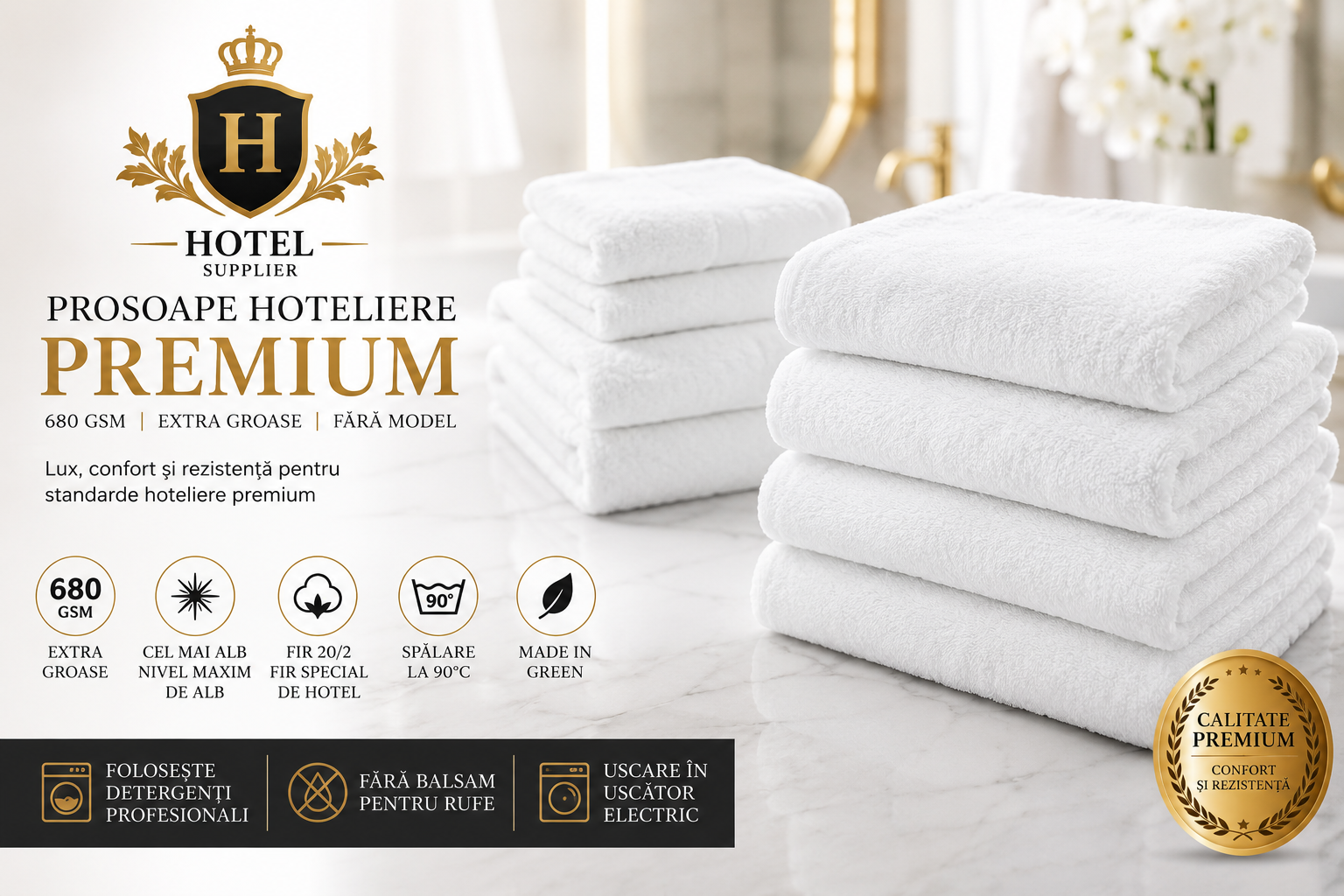 Prosoapele hoteliere premium de 680 g/mp – atunci când confortul și rezistența fac diferența