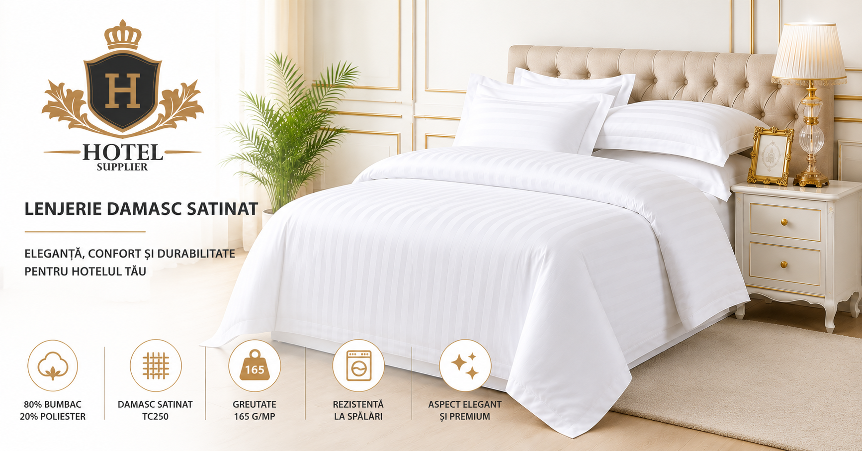 Damasc satinat TC250 – de ce este alegerea preferată a hotelurilor moderne?