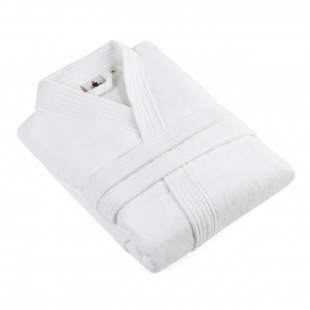 Lichidare Halat de Baie Alb Plusat tip Kimono - Img 4