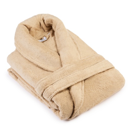Halat de baie PREMIUM din bumbac 100%, fir zero twist, 360 g/mp – moale, ușor și absorbant Bej