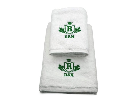 Prosop baie Brodate Alb/Colorat cu broderie color, Model Royal bumbac 100% - Img 3