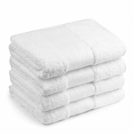 Set 4 Prosoape baie pentru brodat, Bumbac 100%, alb, 70x140cm - 700g/mp-Alb