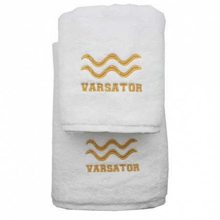 Set 2 Prosoape baie Brodate Alb cu broderie Varsator, bumbac 100%