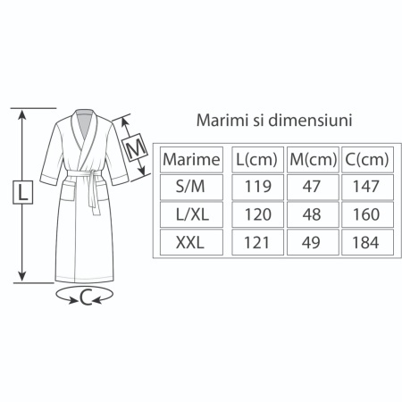 Halat de baie PREMIUM din bumbac 100%, fir zero twist, 360 g/mp – moale, ușor și absorbant Bleumarin - Img 4