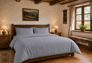 Lenjerie de pat hotel Crepon Gri, 100% bumbac, 125 g/m², fără călcare – Single, Dublă sau King Size