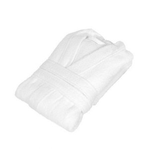 Lichidare Halat de Baie Alb Plusat tip Kimono - Img 2