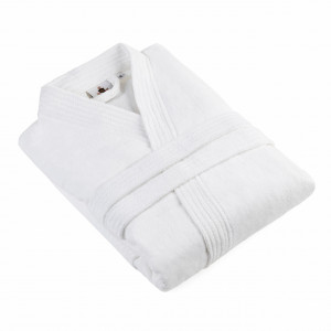 Lichidare Halat de Baie Alb Plusat tip Kimono - Img 4