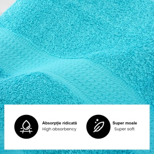 Prosop 100% bumbac 500 g/mp, premium, 50x100 cm -turcoaz - Img 2