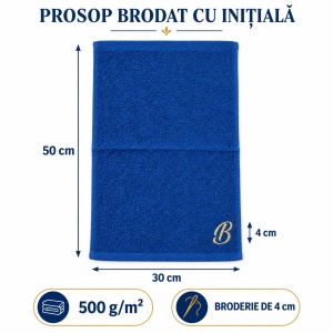 Prosop de mâini personalizat cu inițială brodată, 30 × 50 cm, bumbac 100%, 500 g/m² – 4 culori disponibile - Img 6
