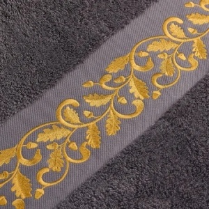 Set 2 Prosoape baie Brodate Alb/Gri cu broderie color, Model Floral4, bumbac 100% - Img 5
