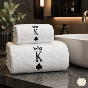 Set cadou pentru el – 2 prosoape de baie brodate King, alb, 680 g/m², 100% bumbac - Img 5