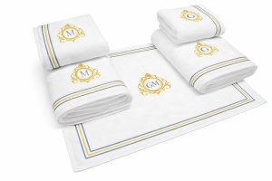Set prosoape brodate de lux – Hotel Supplier | Monogramă Imperială