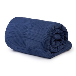 Cuvertură / pled tip fagure „Bleumarin” – 240 × 240 cm, 280 g/mp, 100% bumbac - Img 2
