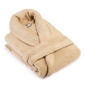 Halat de baie PREMIUM din bumbac 100%, fir zero twist, 360 g/mp – moale, ușor și absorbant Bej