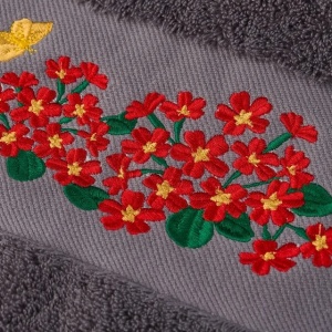 Set 2 Prosoape baie Brodate Alb/Gri cu broderie color, Model Floral1, bumbac 100% - Img 2