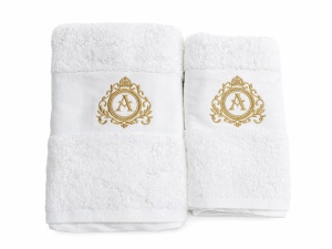 Set prosoape brodate de lux – Hotel Supplier | Monogramă Imperială -700g/mp - Img 3