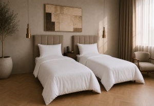 10 Lenjerii Single Ranforce 140 g/m² Albe pentru Hotel