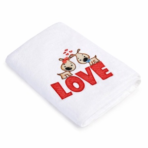 Prosop baie Brodat blove, bumbac 100%, alb, 70x140cm - 680gr/mp
