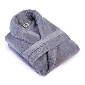 Halat de baie PREMIUM din bumbac 100%, fir zero twist, 360 g/mp – moale, ușor și absorbant GRI