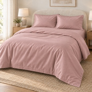 Lenjerie de Pat Satin – Hotel Supplier – 100% Bumbac Premium Satinat – 300 TC Dusty Pink
